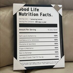 SMARD Inspirational 'Nutrition Facts' Wall Framed Canvas Picture-Black & White